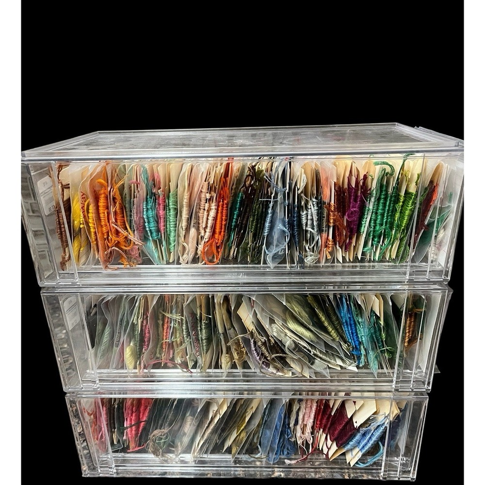 Huge 267‎ Lot Of + DMC Embroidery Floss Skeins Multicolor Rainbow Colors Storage